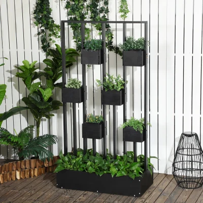 Outsunny Canteiro Elevado com Treliça em Madeira para Plantas Vegetais Flores ou Ervas Aromáticas 90x45x170 cm