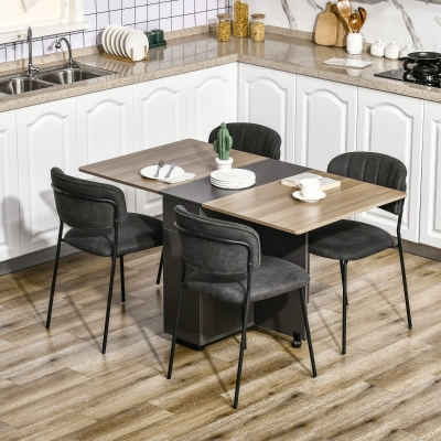 HOMCOM Mesa de Jantar Dobrável com Rodas com Armazenamento 2 Gavetas e 1 Armário 76x140x74 cm