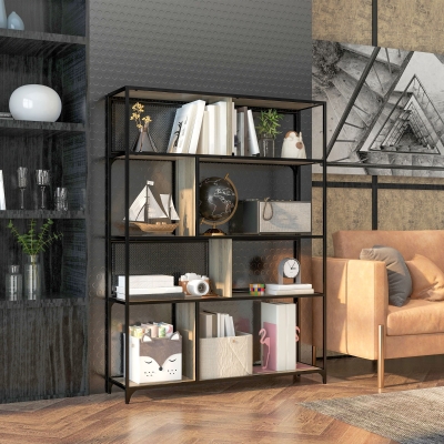 HOMCOM Estante de Armazenamento Estante de 5 Níveis Estrutura de Aço Estilo Industrial 120x30x161 cm