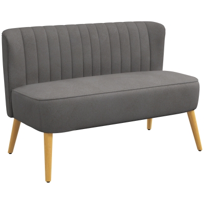 HOMCOM Sofá de 2 Lugares com estilo Retro Pernas em Madeira 117x56,5x77 cm Cinza Escuro