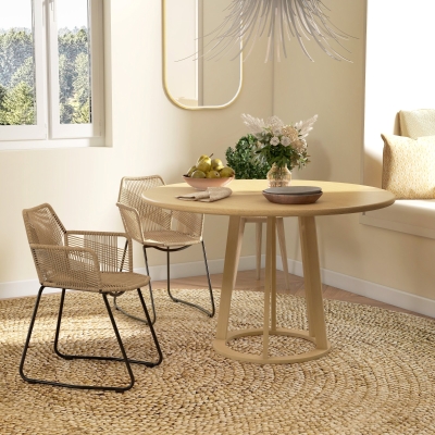HOMCOM Conjunto de 2 Cadeiras de Sala de Jantar estilo Boêmio Assento em Cordão Entrançado Pés em Aço 56x59x74 cm