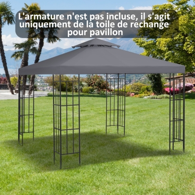 Outsunny Substituição de Cobertura Outsunny para Pergola de Jardim Tela de Substituição para Gazebo Tenda 3x3 m Cinza