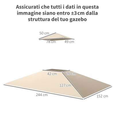 Outsunny Copertura per Gazebo per Barbecue a 2 Livelli Beige