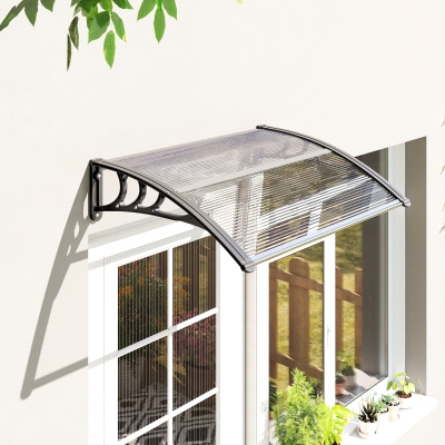 Outsunny Marquesina Exterior para Puerta y Ventana 75x100 cm contra Sol y Lluvia con Soporte de Aleación de Aluminio Transparente