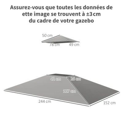 Outsunny Toit Tonnelle Barbecue 2,4x1,5m 2 Niveaux Gris Clair