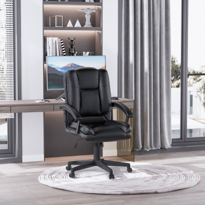 HOMCOM Office Chair Faux Leather Adjustable Swivel Black