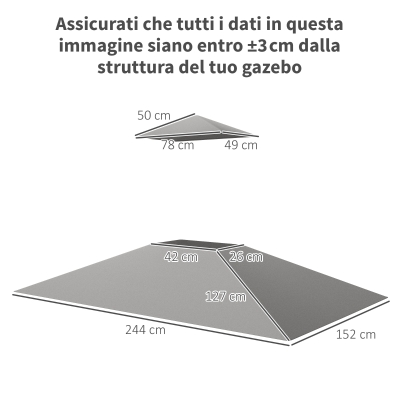 Outsunny Copertura Gazebo per Barbecue a 2 Livelli Grigio Chiaro