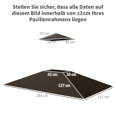 Outsunny Ersatzplane für Gartenpavillon, Grillpavillon-Ersatzdach für 152 x 244 cm Gestelle, UPF50+ Schutz, Polyester, Kaffee