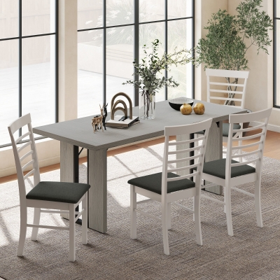 HOMCOM Mesa de Comedor en Estilo Industrial para un Máximo de 8 Personas, en Madera y Acero, 180x80x75 cm, Gris