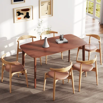 HOMCOM Eettafel, Landhuisstijl, Gelakte Oppervlakte, Hout, 150 x 80 cm, Bruin