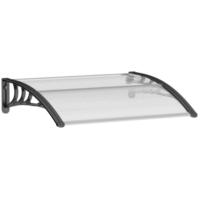Outsunny Marquise de Proteção 75x100 cm para Portas e Janelas contra Sol e Chuva com Suporte de Liga de Alumínio Transparente e Preto