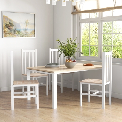 HOMCOM Juego de 4 sillas de cocina y comedor sillas de comedor de madera maciza diseño moderno 38,5x47,5x99 cm Natural