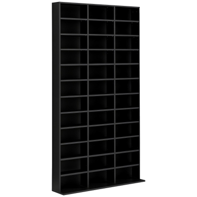 HOMCOM Media Storage Unit Wooden Rack Black 10 Shelves