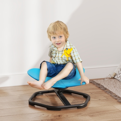 AIYAPLAY Sensorischer Drehstuhl für Kinder, Schmetterlings-Form, fördert Balance und Koordination, Kunststoff, Metall, Blau