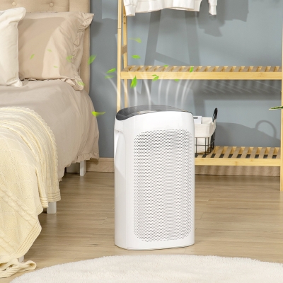 HOMCOM Luftreiniger mit HEPA Filter für bis zu 25-35 m³  Air Purifier für Allergiker Raucherzimmer Staub mit leiser Schlafmodus Timer ABS 32,7 x 22 x 55,8 cm