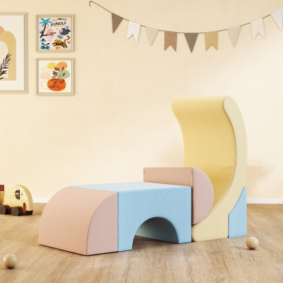 AIYAPLAY Set 5 Construcciones Blandas para Niños 1,5-8 Años en Tela Efecto Terciopelo y Esponja Multicolor