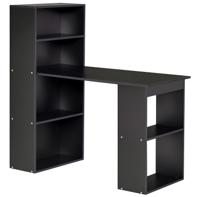 HOMCOM Modern Computer Desk 120cm Black with 6 Shelves