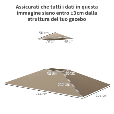 Outsunny Copertura per Gazebo per Barbecue a 2 Livelli Cachi