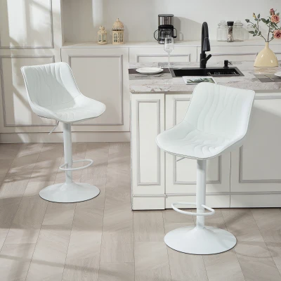 HOMCOM Sgabelli da Bar 47.5x54x110 cm Bianco