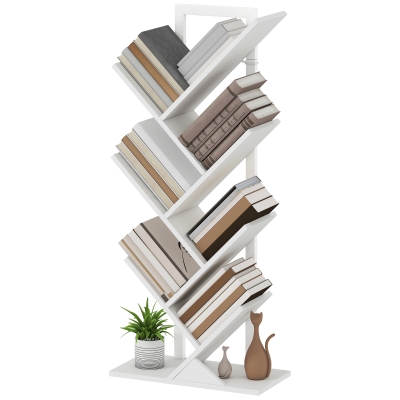 HOMCOM Étagère Arbre 7 Niveaux Anti-Basculement Blanc 109cm