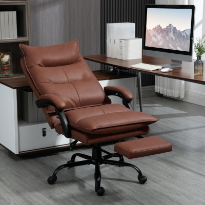 Vinsetto Fauteuil de bureau massant et chauffant, chaise de bureau, hauteur réglable, dossier inclinable, 66x74x121,5cm marron