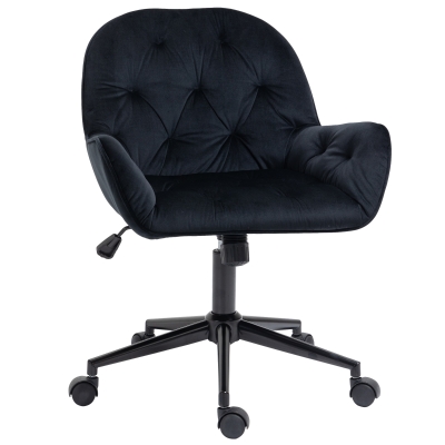 Vinsetto Chaise Bureau Velours Pivotante Hauteur Réglable Noir