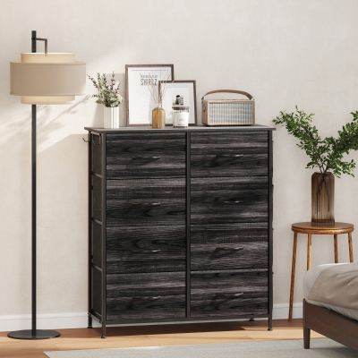 HOMCOM Chest 8 Fabric Drawers Black