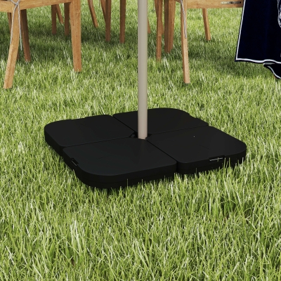 Outsunny 4-Piece Parasol Base Stand Weights for Banana Offset Umbrella, Water and Sand Filled, Up to 72kg, Black