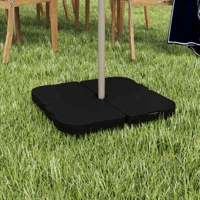 Outsunny 4-Piece Parasol Base Stand Weights for Banana Offset Umbrella, Water and Sand Filled, Up to 72kg, Black
