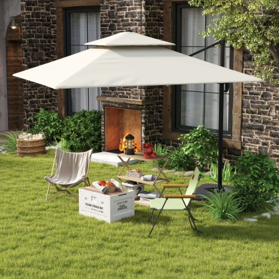 Outsunny Steel Frame Outdoor Roma Cantilever Umbrella