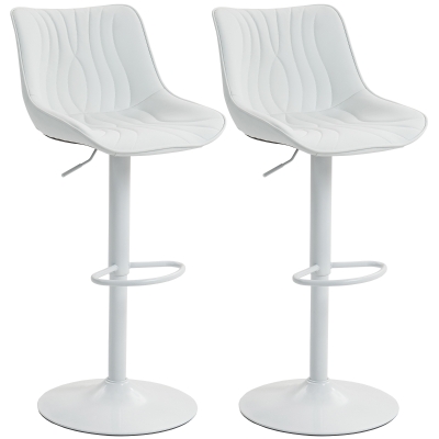HOMCOM Lot 2 Tabourets de Bar Réglables Blanc Acier