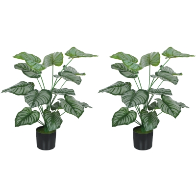 HOMCOM Lot 2 Plantes Artificielles 65cm avec Pot Vert