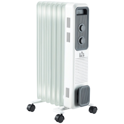 HOMCOM 1500W Portable Oil Filled Radiator 7 Fin White