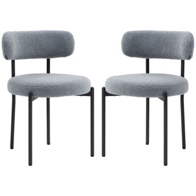 HOMCOM Lot de 2 Chaises Salle à Manger Tissu Gris Acier