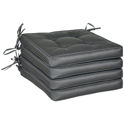 Outsunny Garden Seat Cushion Set of 4 42x42cm Grey