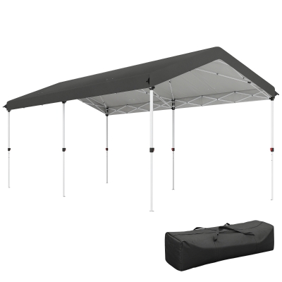 Outsunny Gazebo Pieghevole 6x3m Altezza Regolabile e Borsa Grigio