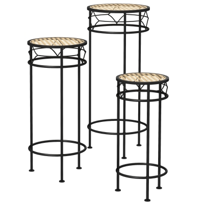Outsunny Supports Pot Fleurs Rotin Empilables 3pcs