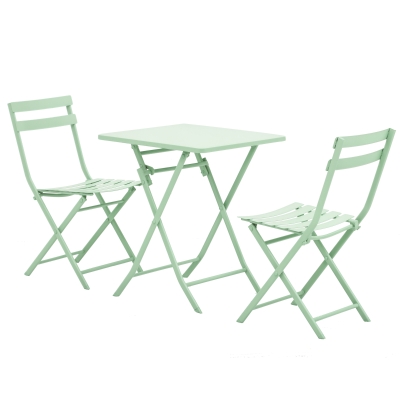 Outsunny Salon Jardin Bistro Pliable Métal Vert d'Eau
