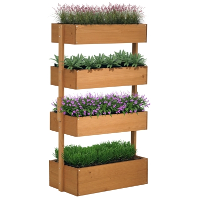 Outsunny 4-Tier Raised Garden Bed Fir Wood 80x45cm