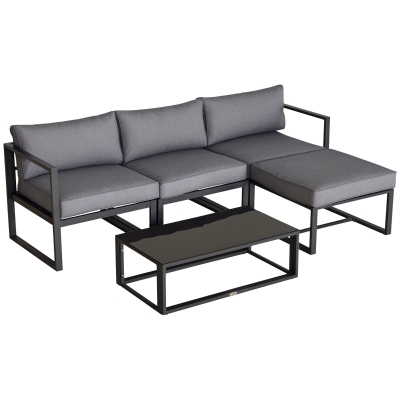 Outsunny 5-Piece Patio Furniture Set Aluminium Grey