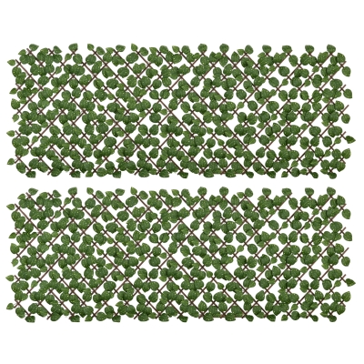Outsunny 2 Seto Artificial Decorativo 2x1 m Cada Pieza Seto Artificial de Seda Extensible con Anti- UV Decoración Jardín Verde