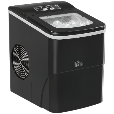 HOMCOM Macchina del ghiaccio 21.2cm x 29.5cm x 32.6cm Nero