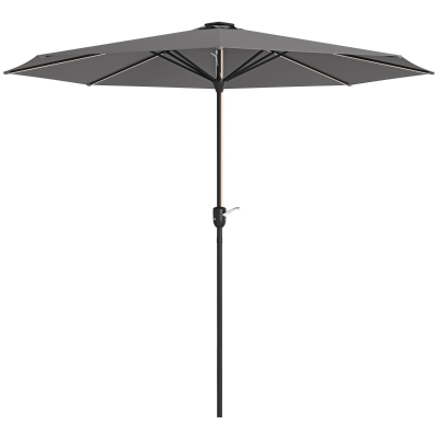 Outsunny Garden Parasol with LED Lights 2.65m Dark Grey