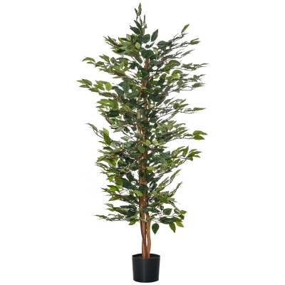 HOMCOM Ficus Artificiel 1,5m Pot Inclus Tronc Liane Feuilles