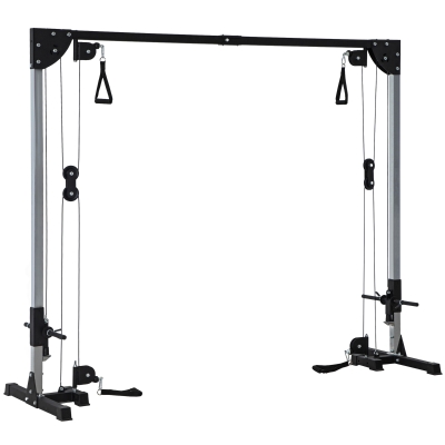 SPORTNOW Appareil Musculation 2x50kg Double Poulie - Noir