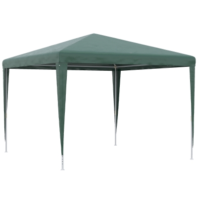 Outsunny Carpa Desmontable 3x3 m Cenador Pabellón de Jardín con 4 Orificios de Drenaje y Marco de Acero para Terraza Patio Verde