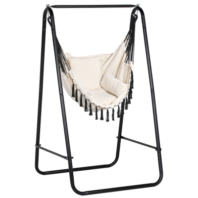 Outsunny Hammock Swing Chair with Stand Cream White