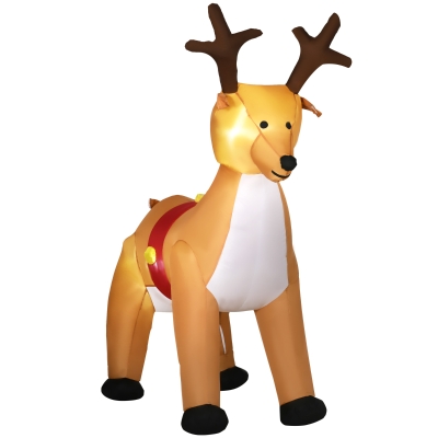 HOMCOM 6ft Inflatable Reindeer Xmas Decoration with Lights