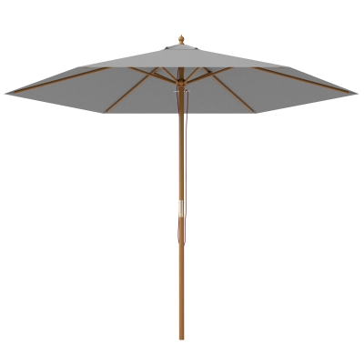 Outsunny 2.5m Wooden Garden Parasol Light Grey