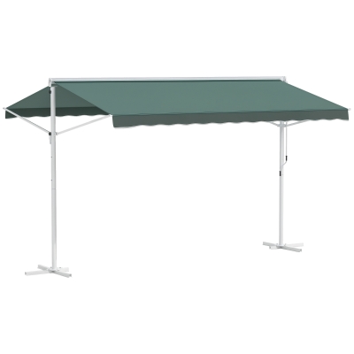 Outsunny Store 4x3m Manuel Inclinable Métal Vert Polyester
